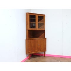 Vetrinetta angolare in teak vintage del Mid Century Modern Vintage Vintage Vintage Vintage Vintage Vintage Teak Corner Display Cabinet Danish