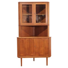 Mid Century Modern Vintage Teak Corner Display Cabinet Danish