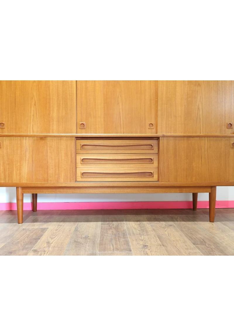 Danish Mid Century Modern Vintage Teak Credenza Buffet Sideboard by Johannes Anderson For Sale