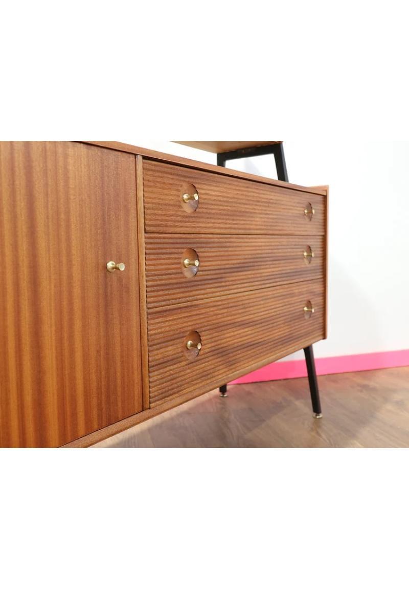 British Mid Century Modern Vintage Teak Credenza Buffet Sideboard by Nathan