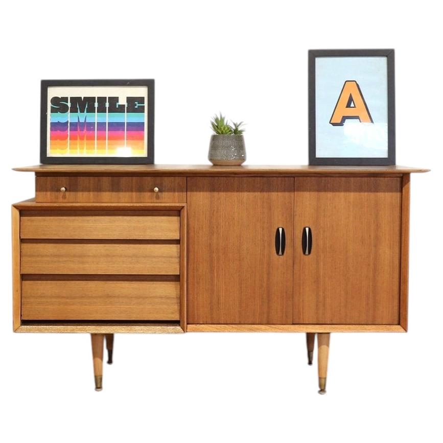 Mid Century Modern Vintage Teak Credenza Sideboard by Beautility Danish Style For Sale