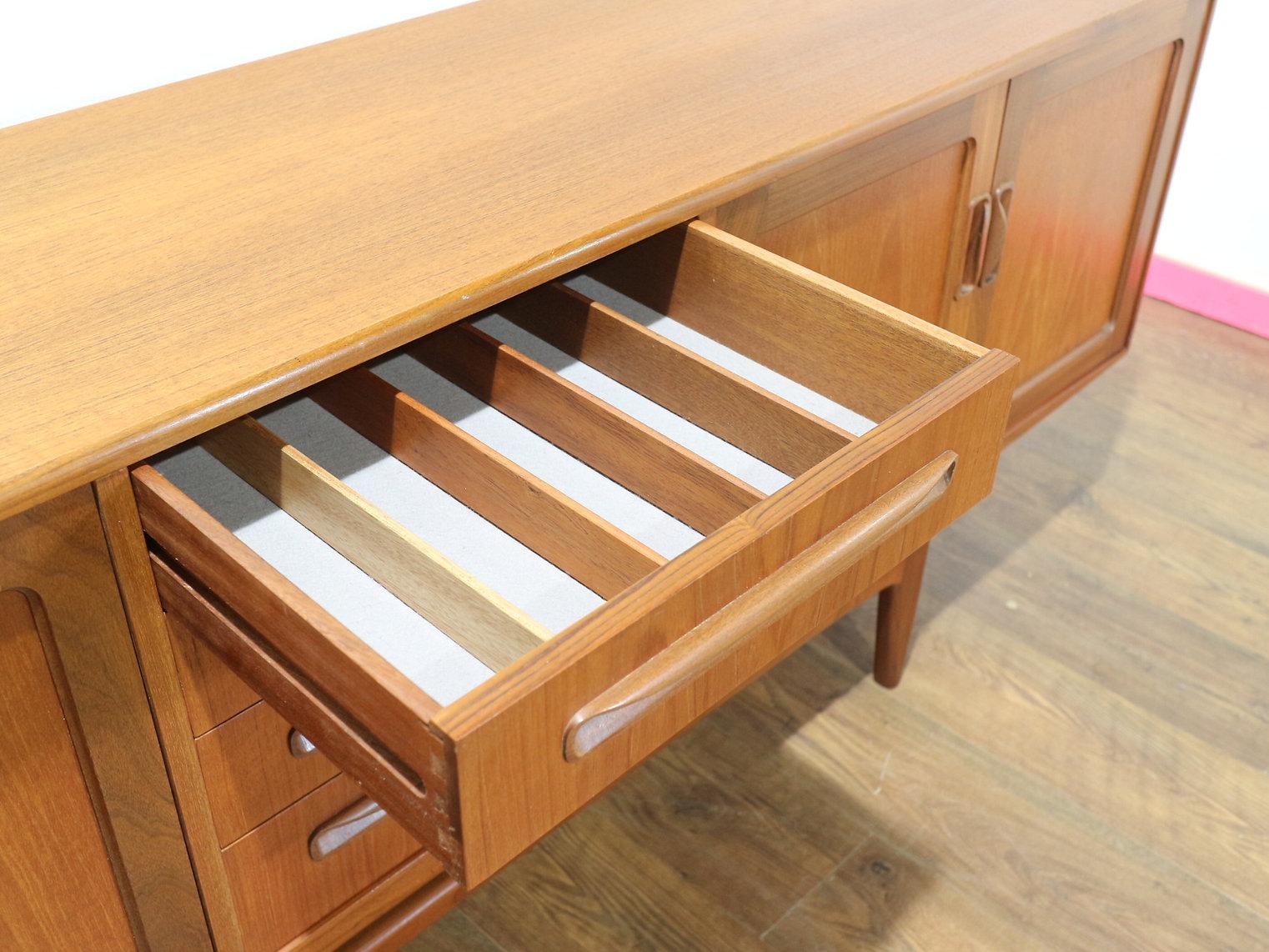 British Mid Century Modern Vintage Teak Credenza Sideboard by G Plan Danish Style
