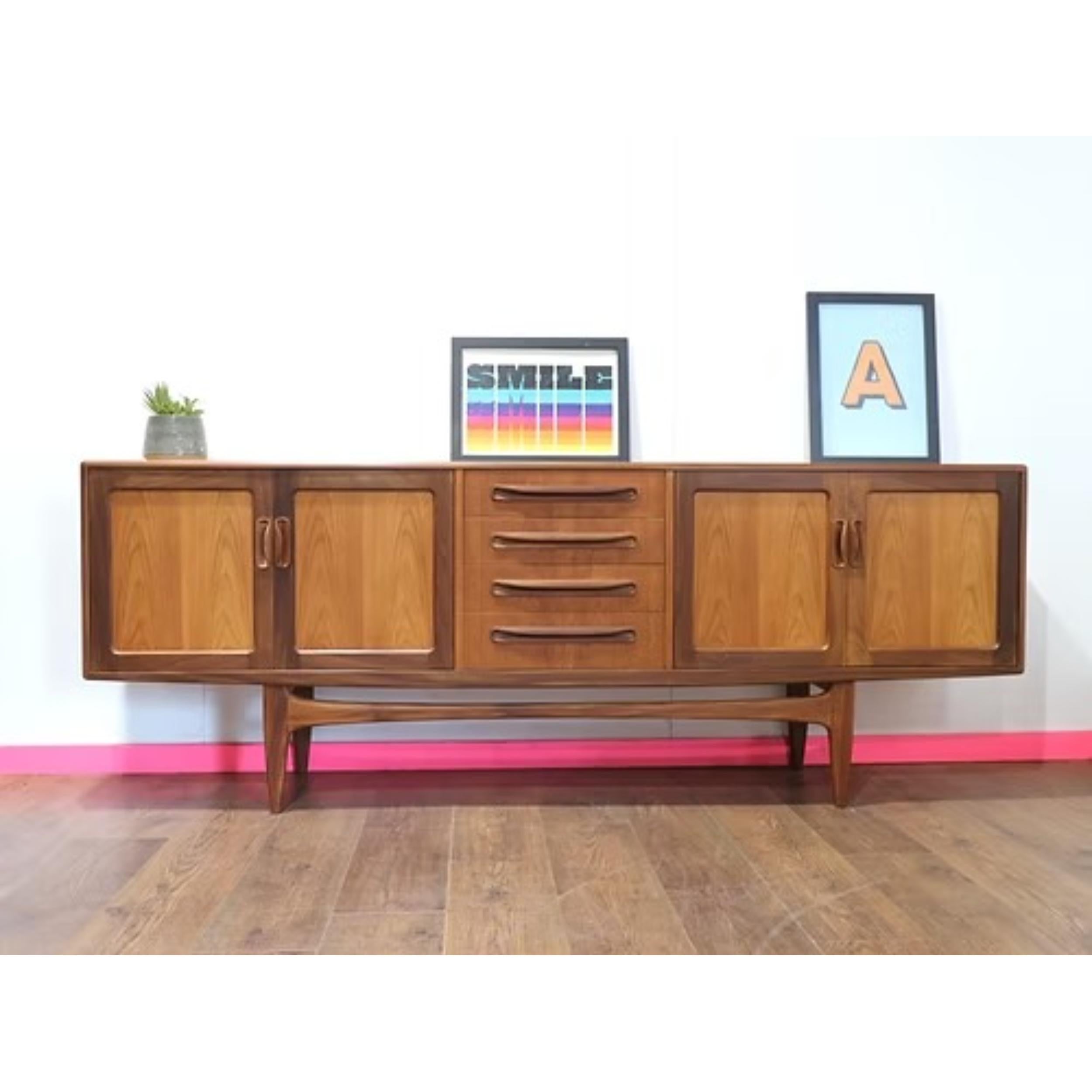 British Mid Century Modern Vintage Teak Credenza Sideboard by G Plan For Sale