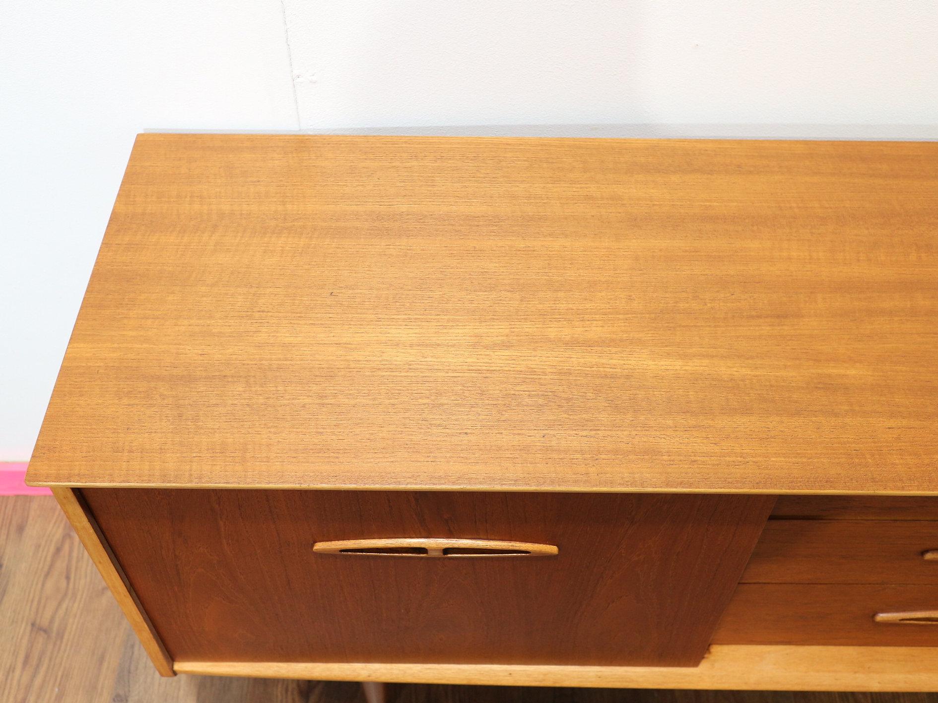 British Mid Century Modern Vintage Teak Credenza Sideboard by Jentique Danish Style