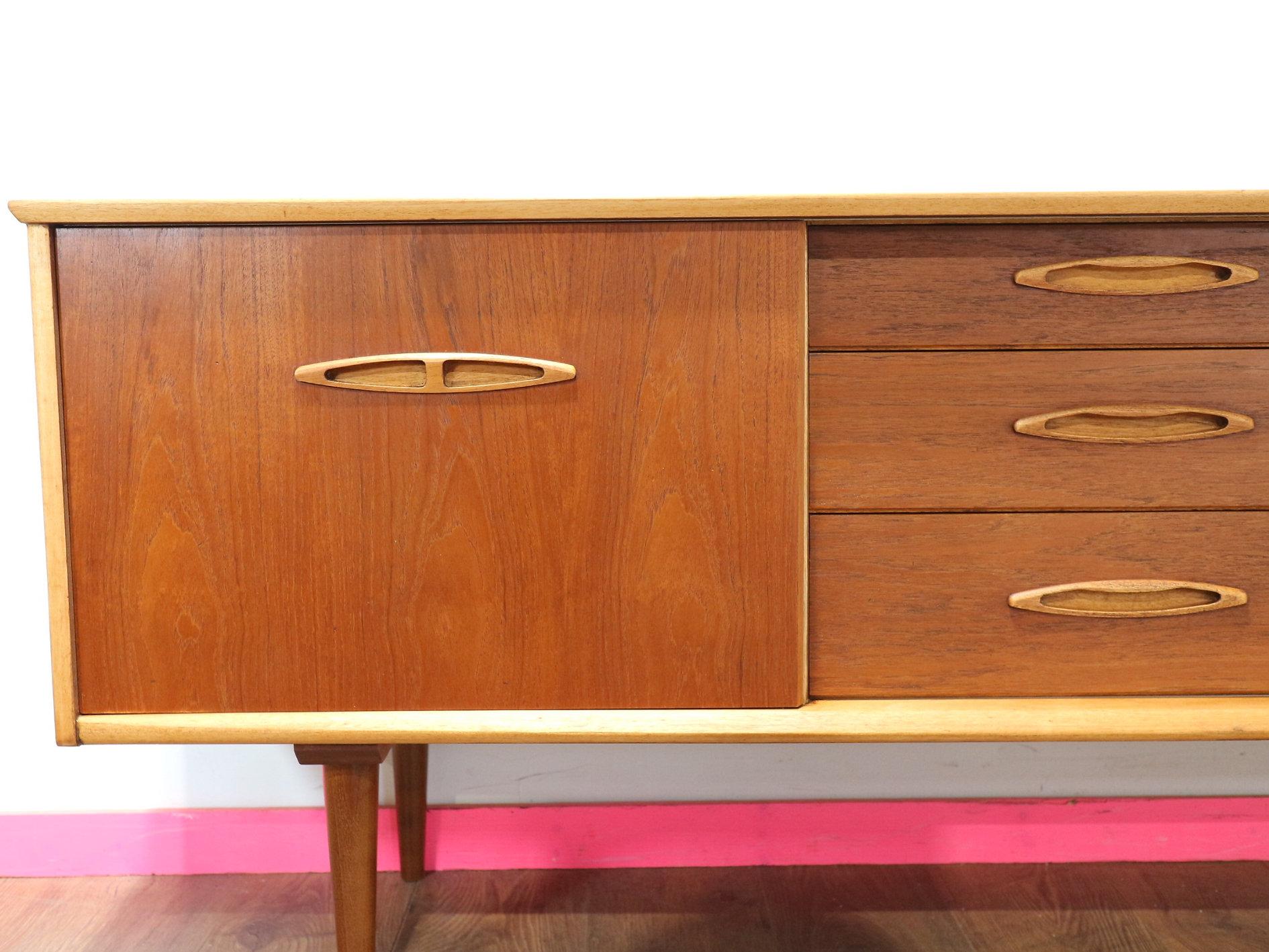 Mid Century Modern Vintage Teak Credenza Sideboard by Jentique Danish Style 1