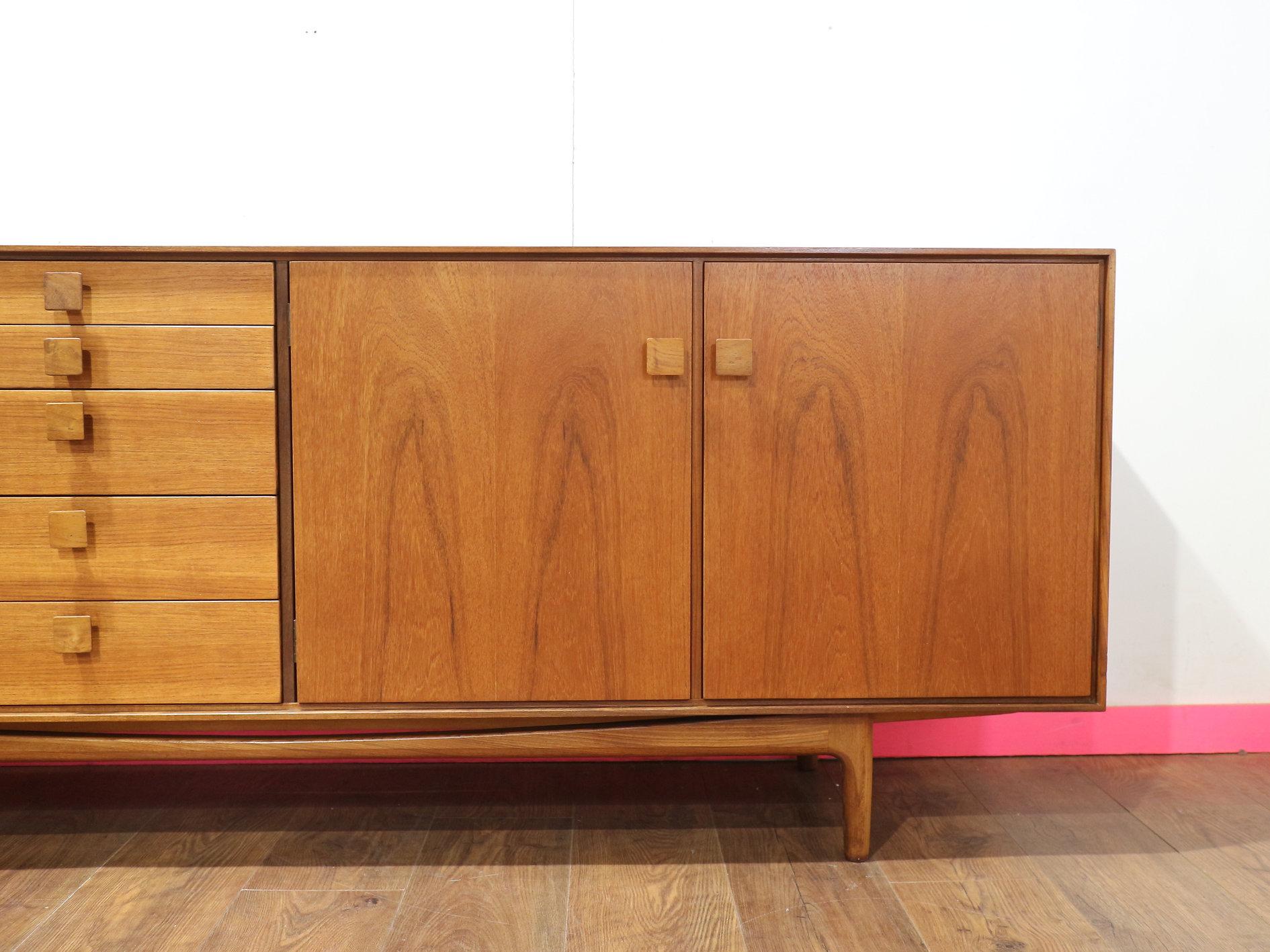 Mid Century Modern VIntage Teak Credenza Sideboard by Kofod Larsen for G Plan For Sale 1