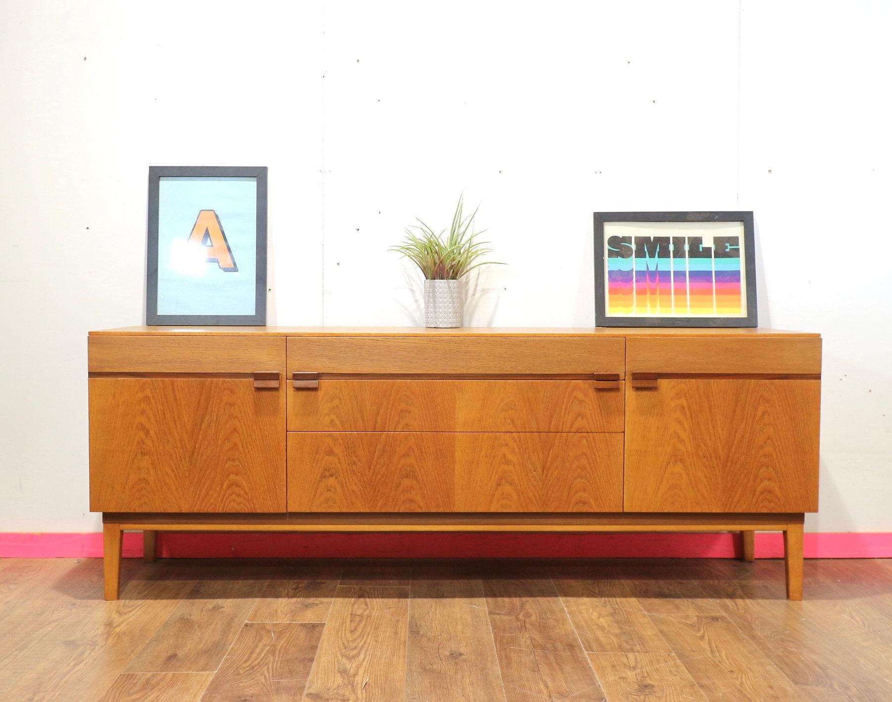 British Mid Century Modern Vintage Teak Credenza Sideboard by Nathan Danish Style For Sale