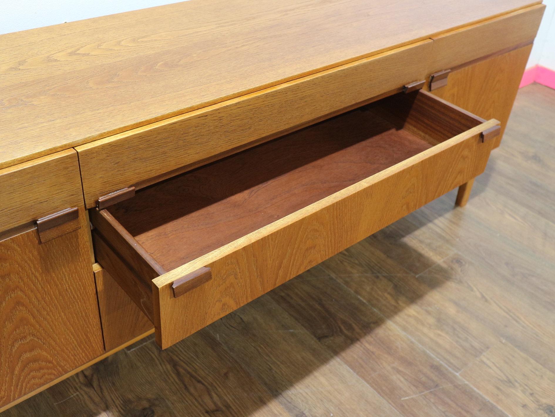 Mid Century Modern Vintage Teak Credenza Sideboard by Nathan Danish Style In Good Condition For Sale In Los Angeles, CA