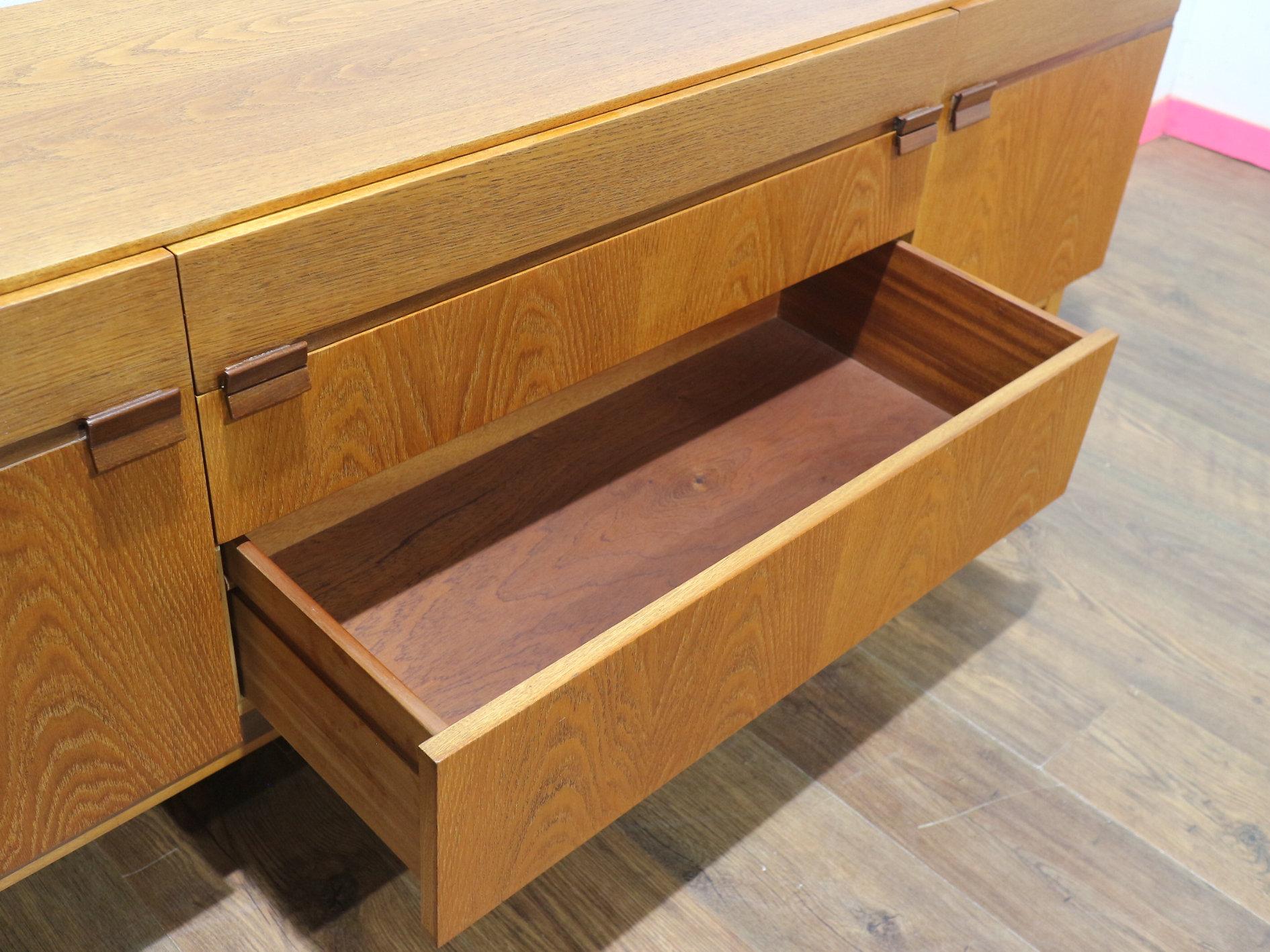 20th Century Mid Century Modern Vintage Teak Credenza Sideboard by Nathan Danish Style For Sale