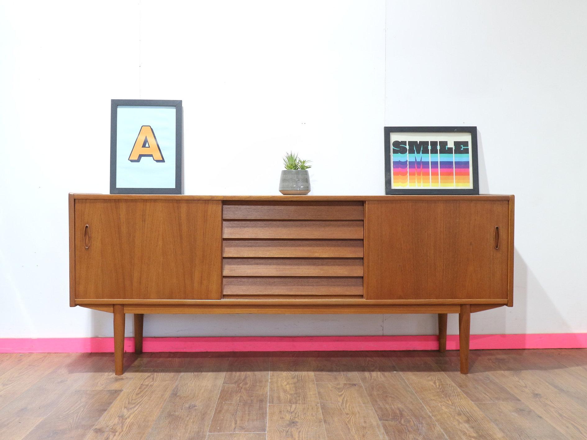 Mid Century Modern Vintage Teak Credenza Sideboard by Nils Jonsson Scandinavian For Sale 5