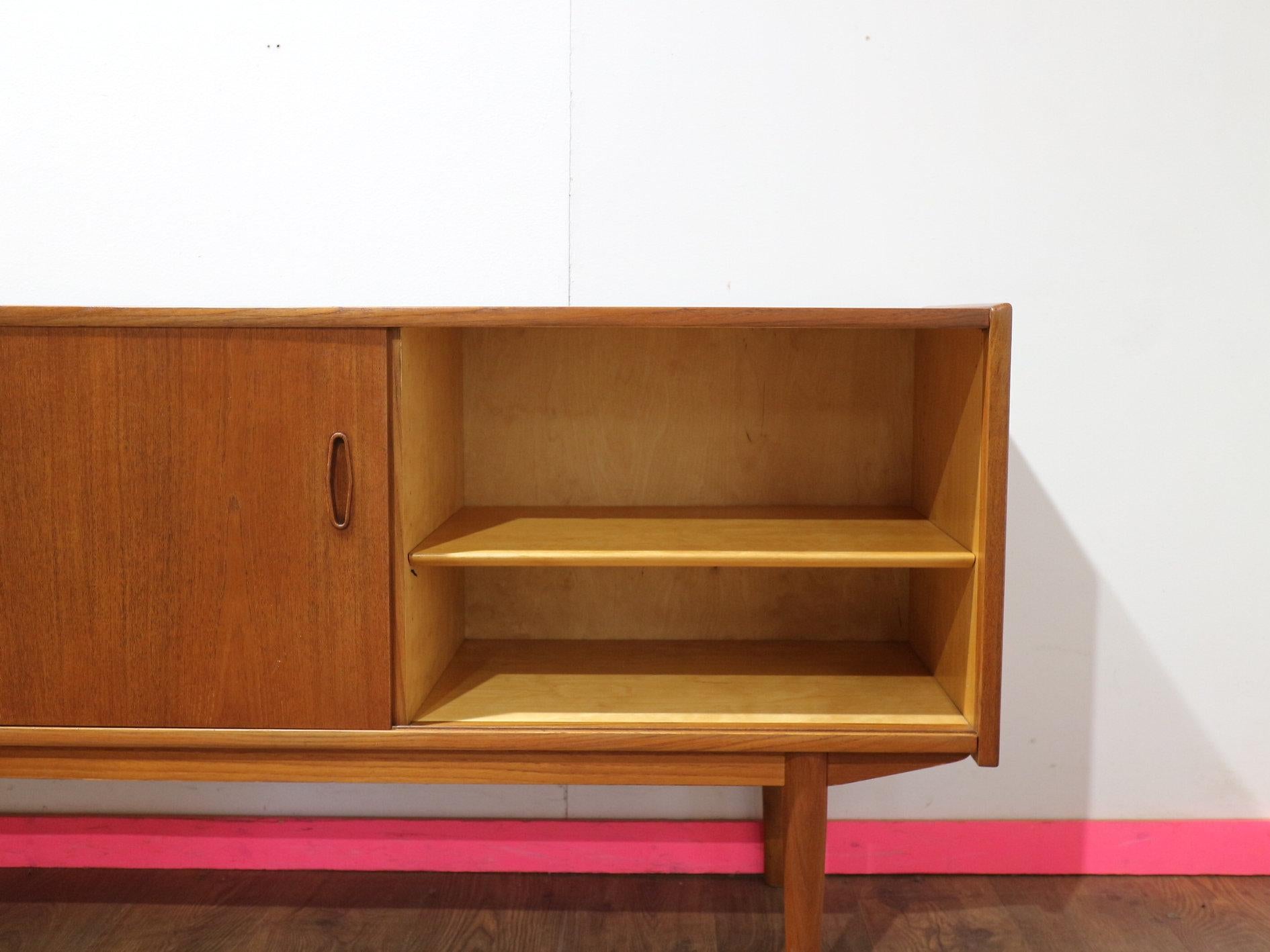 Mid Century Modern Vintage Teak Credenza Sideboard by Nils Jonsson Scandinavian In Good Condition For Sale In Los Angeles, CA