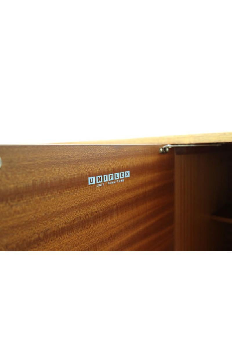 British Mid Century Modern Vintage Teak Credenza Sideboard by Uniflex Danish Style