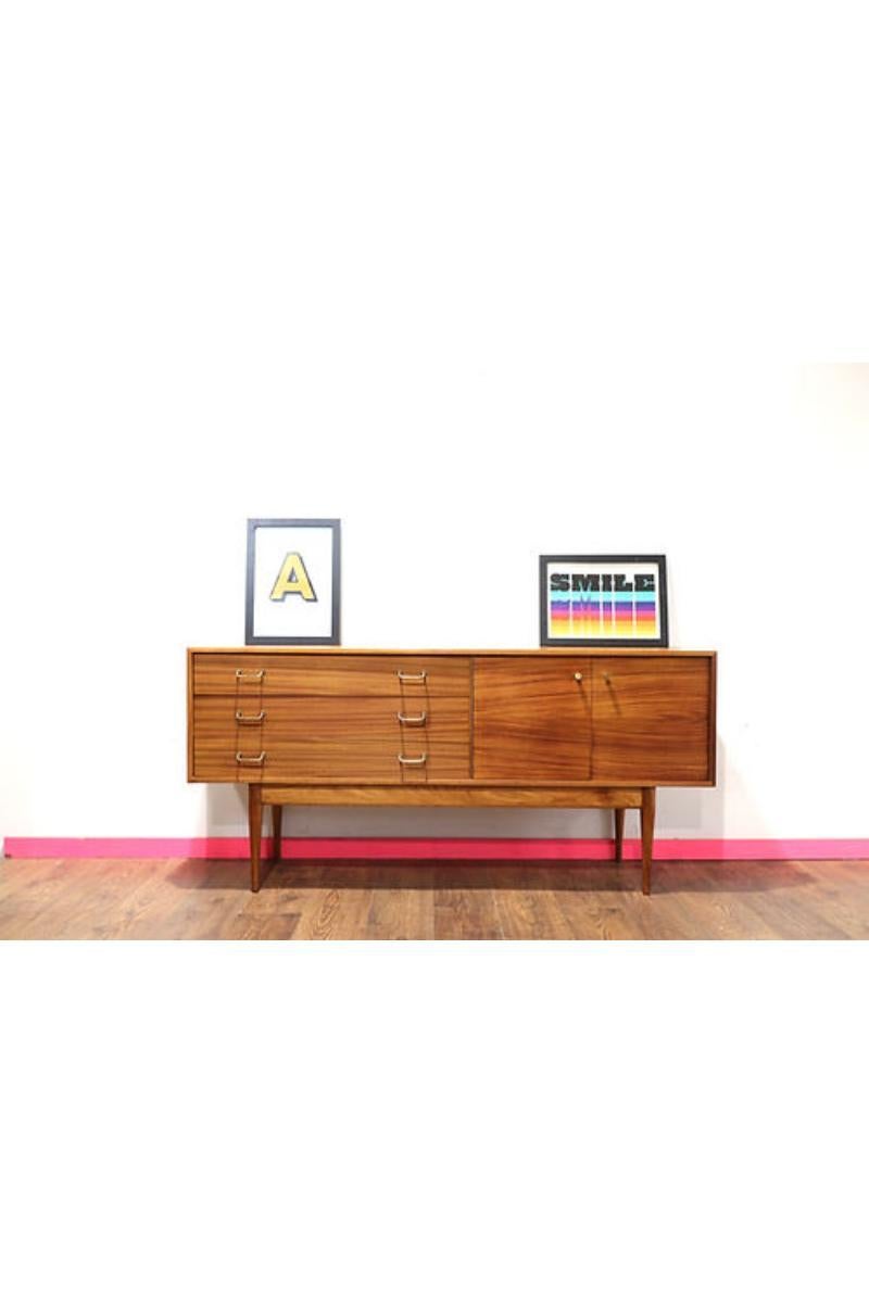 Mid Century Modern Vintage Teak Credenza Sideboard by Uniflex Danish Style 1