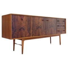 Mid Century Modern Vintage Teak Credenza Sideboard by Vesper Danish Style