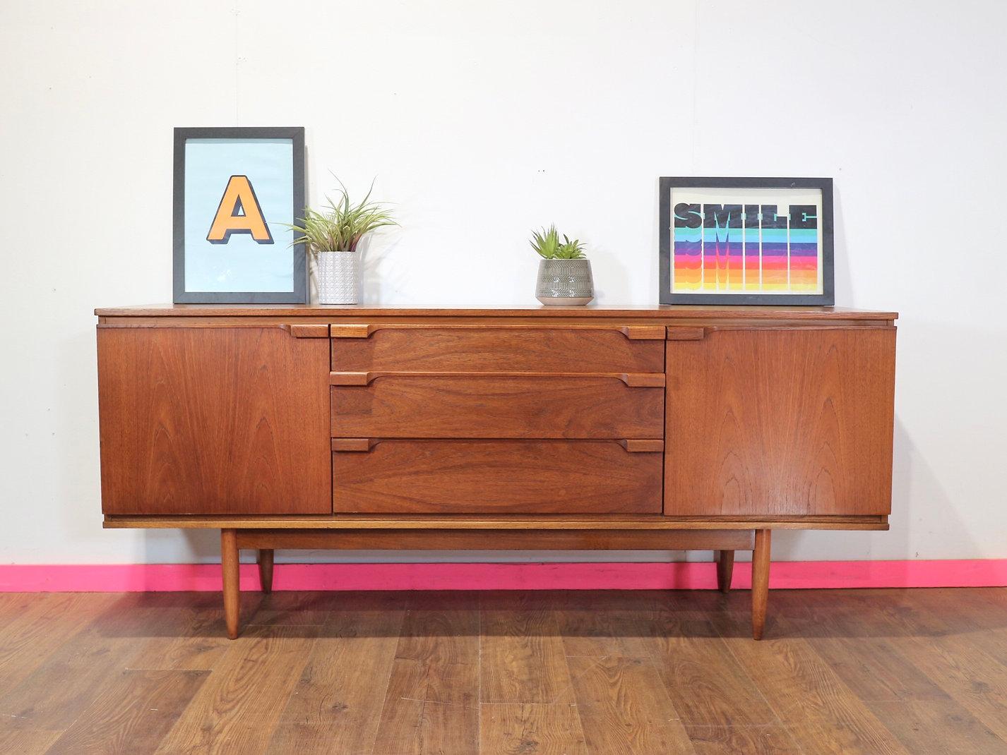 Mid-Century Modern Mid Century Modern Vintage Teak Crednza Sideboard by Austinsuite Danish Style