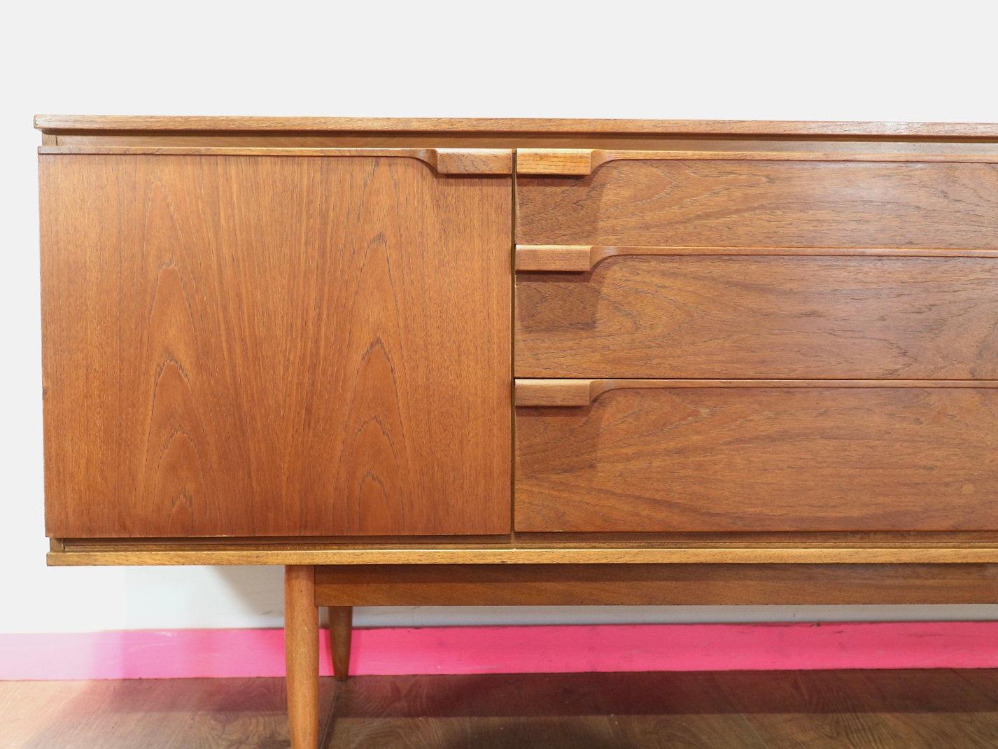 Mid Century Modern Vintage Teak Crednza Sideboard by Austinsuite Danish Style 2