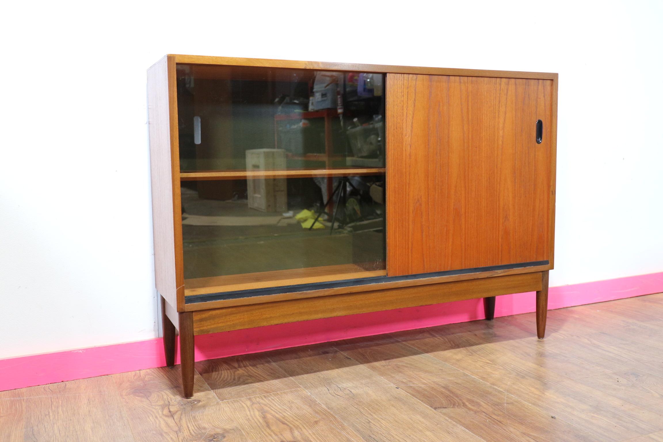 Mid Century Modern Vintage Teak Danish Style Cabinet by Greaves and Thomas 1