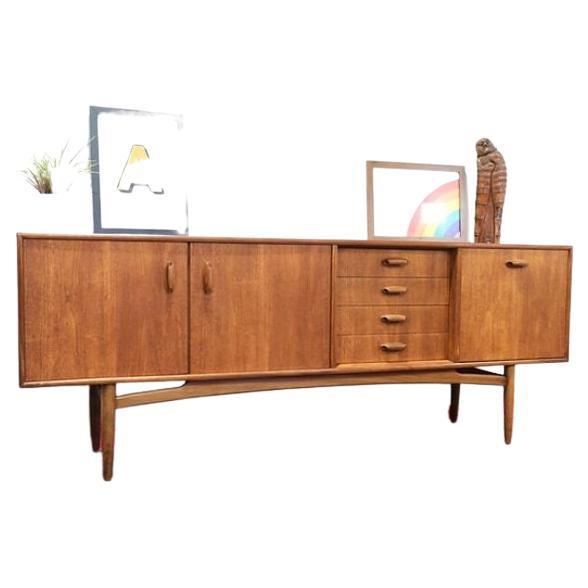 This absolutley gorgeous credenza made by British cabinet maker, G Plan as part of their Brasilia range shouts style. It has acres of storage and would look fantastic in any setting

Dims

w81 d 19 h31

Condition

This credenza is in great all round