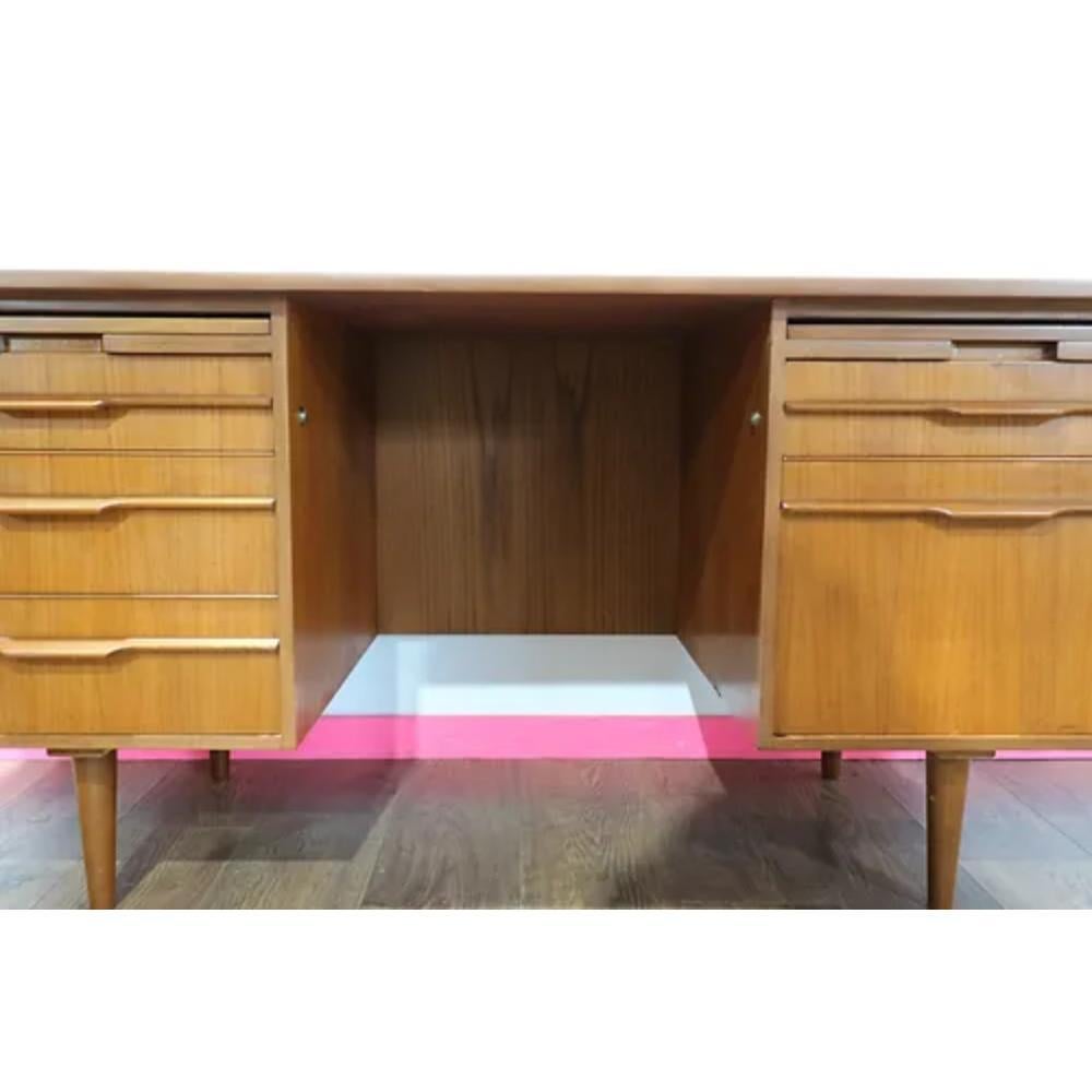 Mid Century Modern Vintage Teak Desk Office Furniture Danish Style For Sale 8