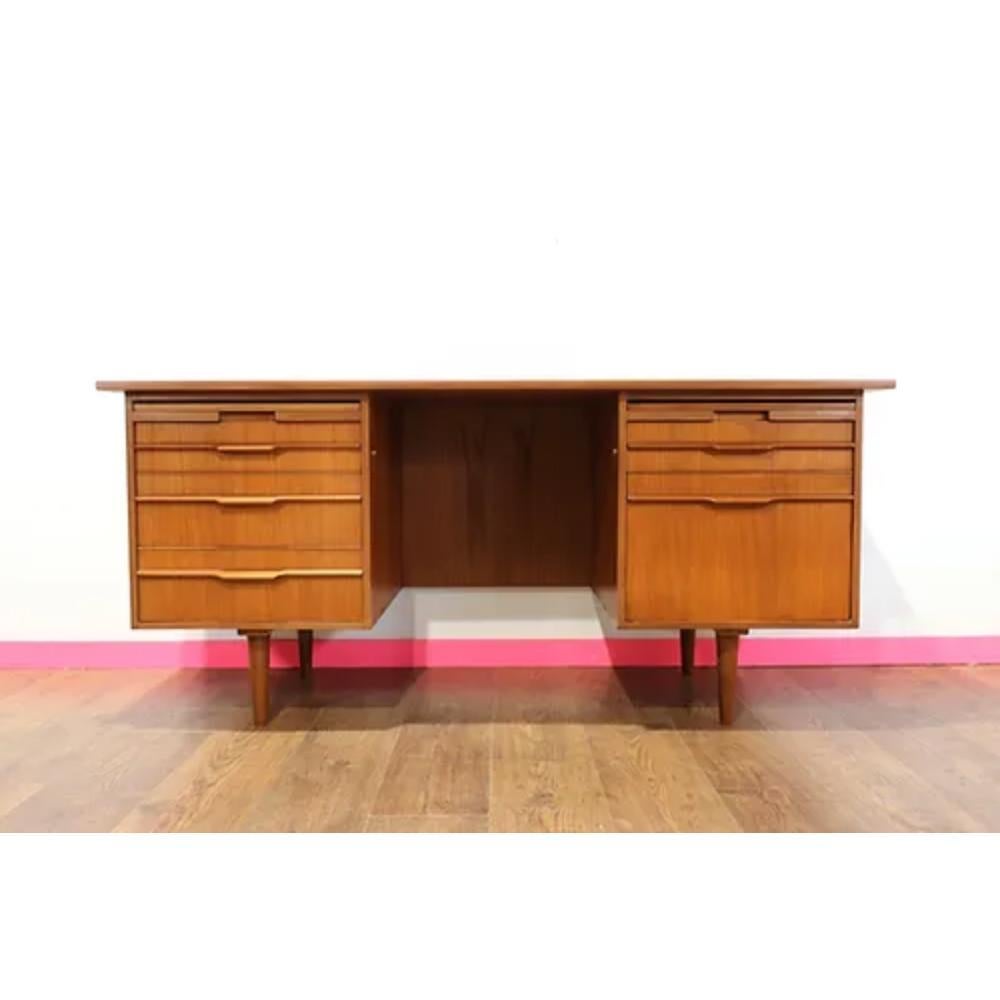 Mid-Century Modern Mid Century Modern Vintage Teak Desk Office Furniture Danish Style For Sale