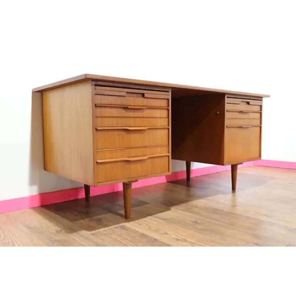 Mid-20th Century Mid Century Modern Vintage Teak Desk Office Furniture Danish Style For Sale