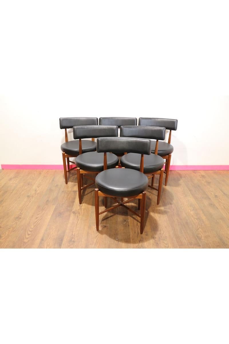 Mid Century Modern Vintage Teak Dining Chairs x 6 by Gplan Danish Style 3