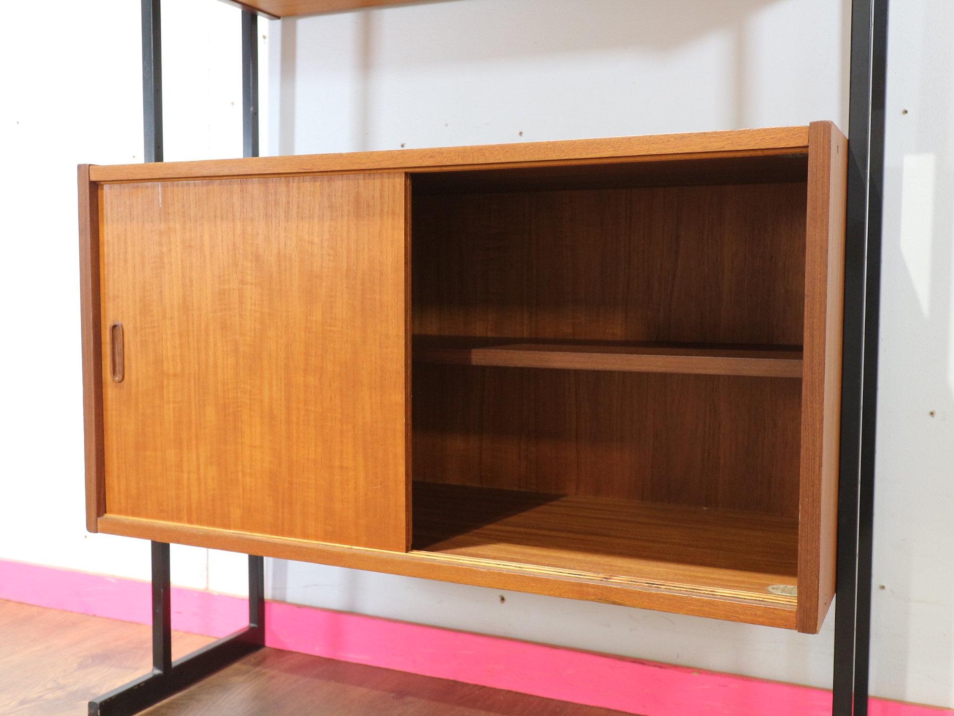 Mid Century Modern Vintage Teak Display Bookcase Wall Cabinet by Uniflex 5