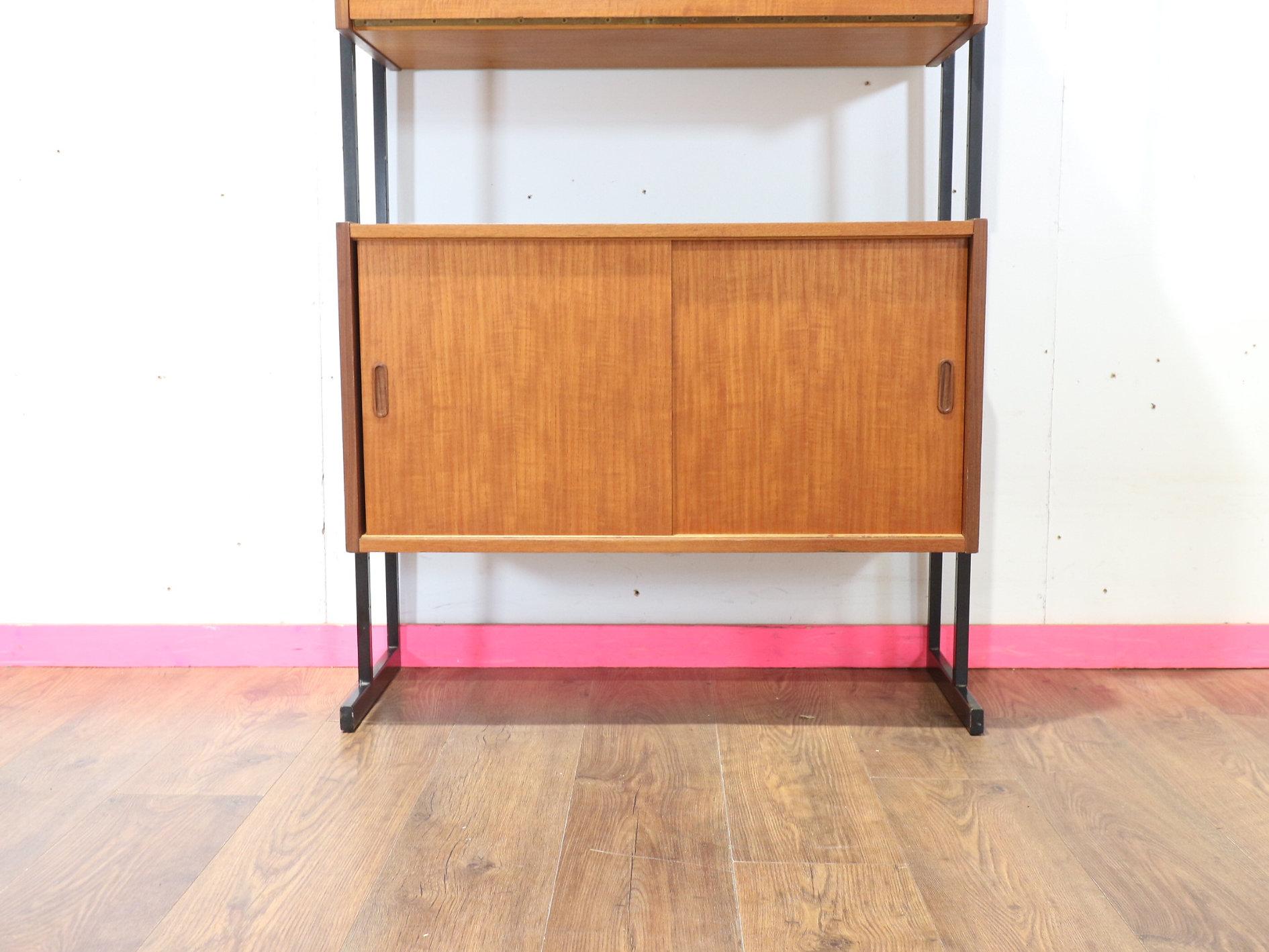 Mid-Century Modern Mid Century Modern Vintage Teak Display Bookcase Wall Cabinet by Uniflex