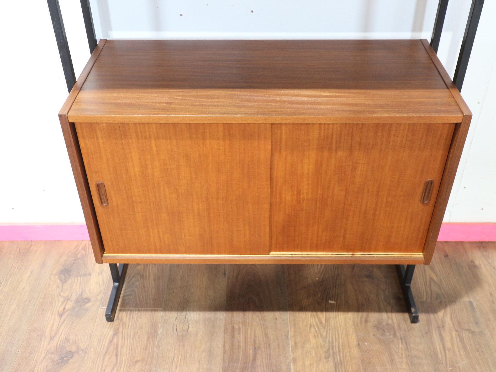 20th Century Mid Century Modern Vintage Teak Display Bookcase Wall Cabinet by Uniflex