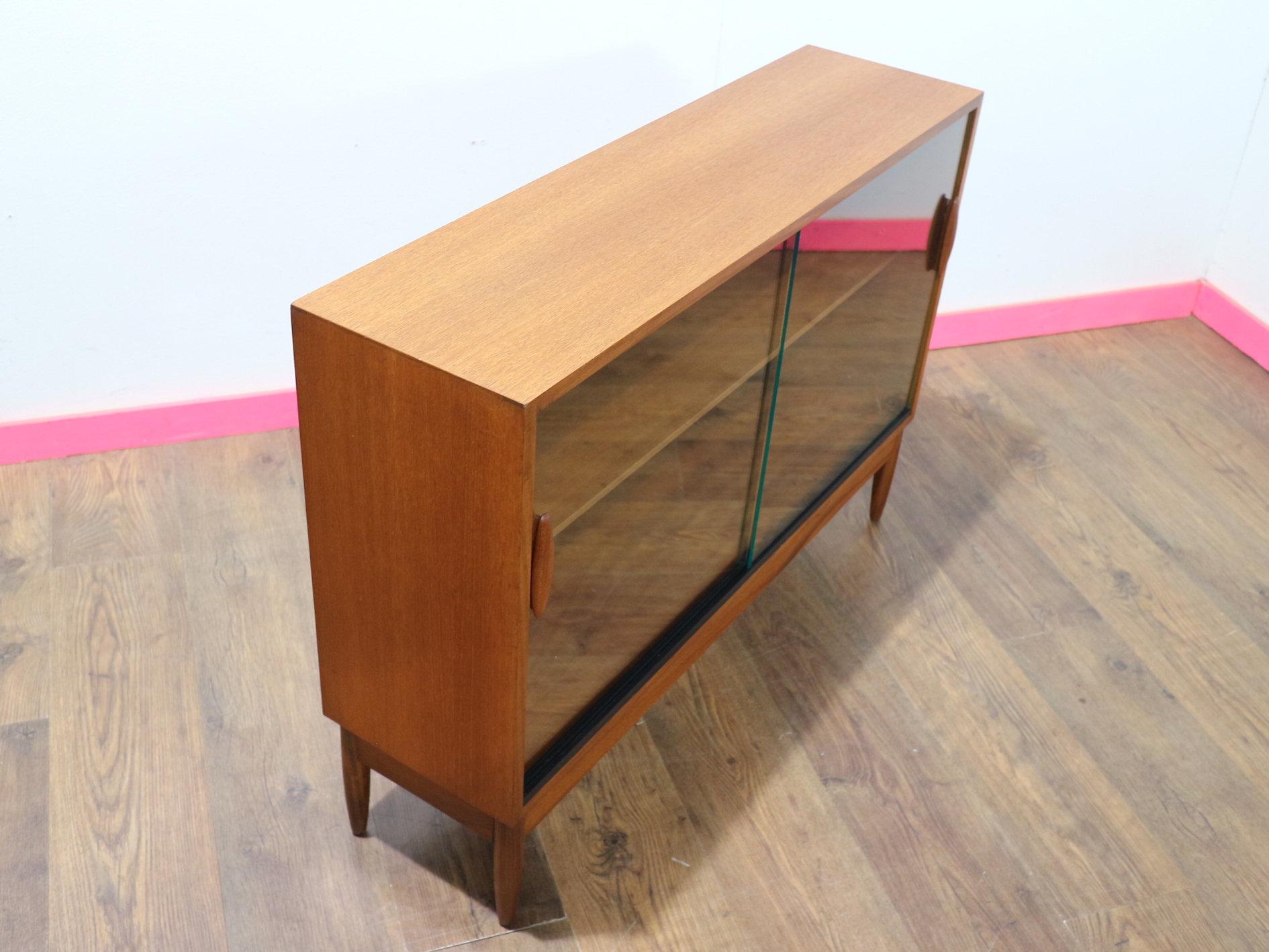 Mid Century Modern Vintage Teak Display China Cabinet Bookcase Danish Style 4