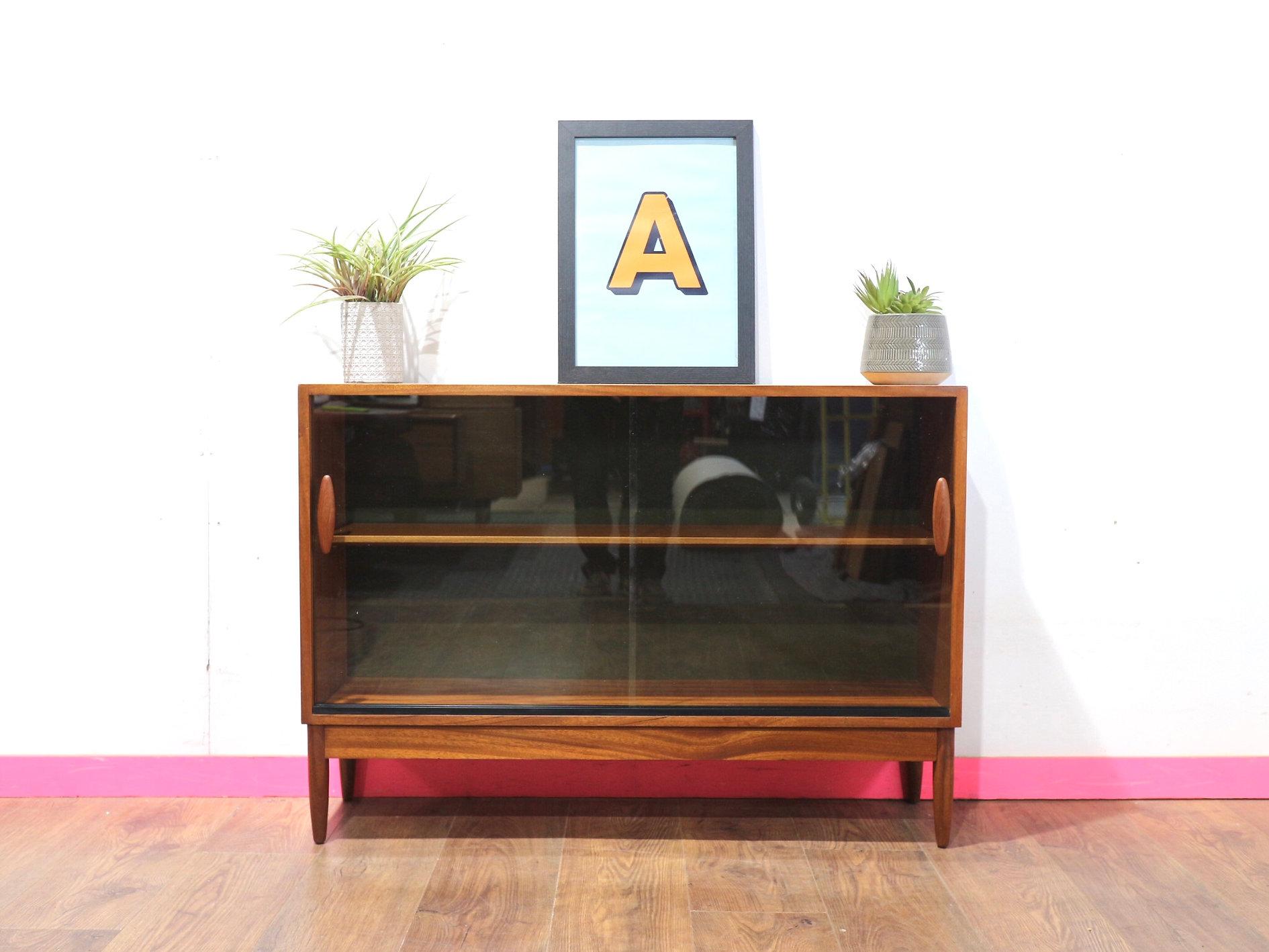 Mid Century Modern Vintage Teak Display China Cabinet Bookcase Danish Style 5