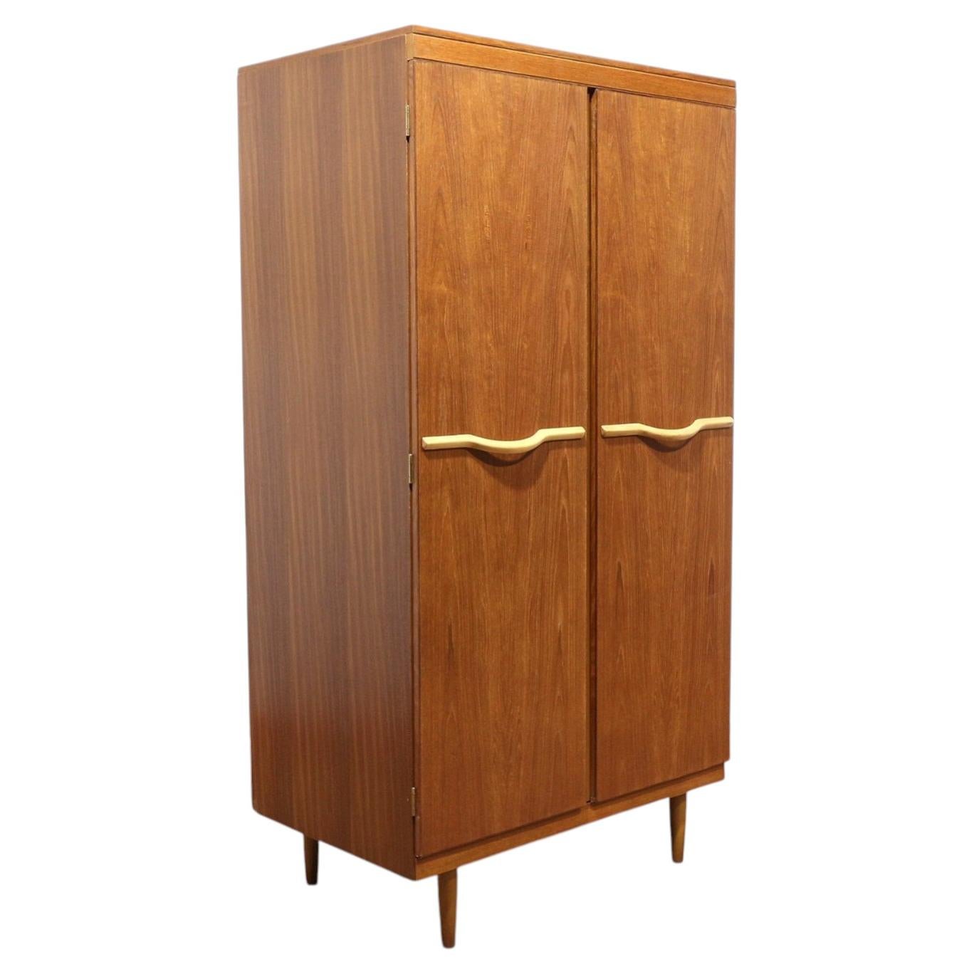 Mid Century Modern Vintage Teak Double Armoire Wardrobe By Stonehill