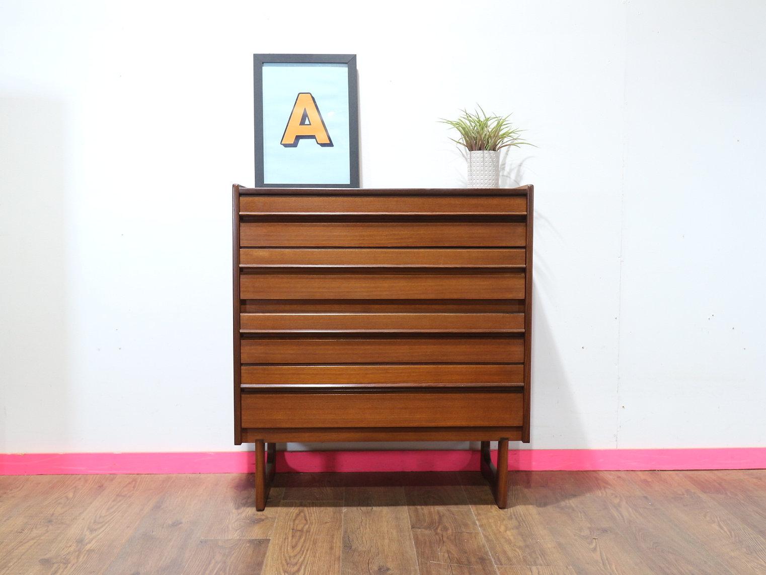 20th Century Mid Century Modern Vintage Teak Dresser Chest by William Lawrence Danish Style For Sale