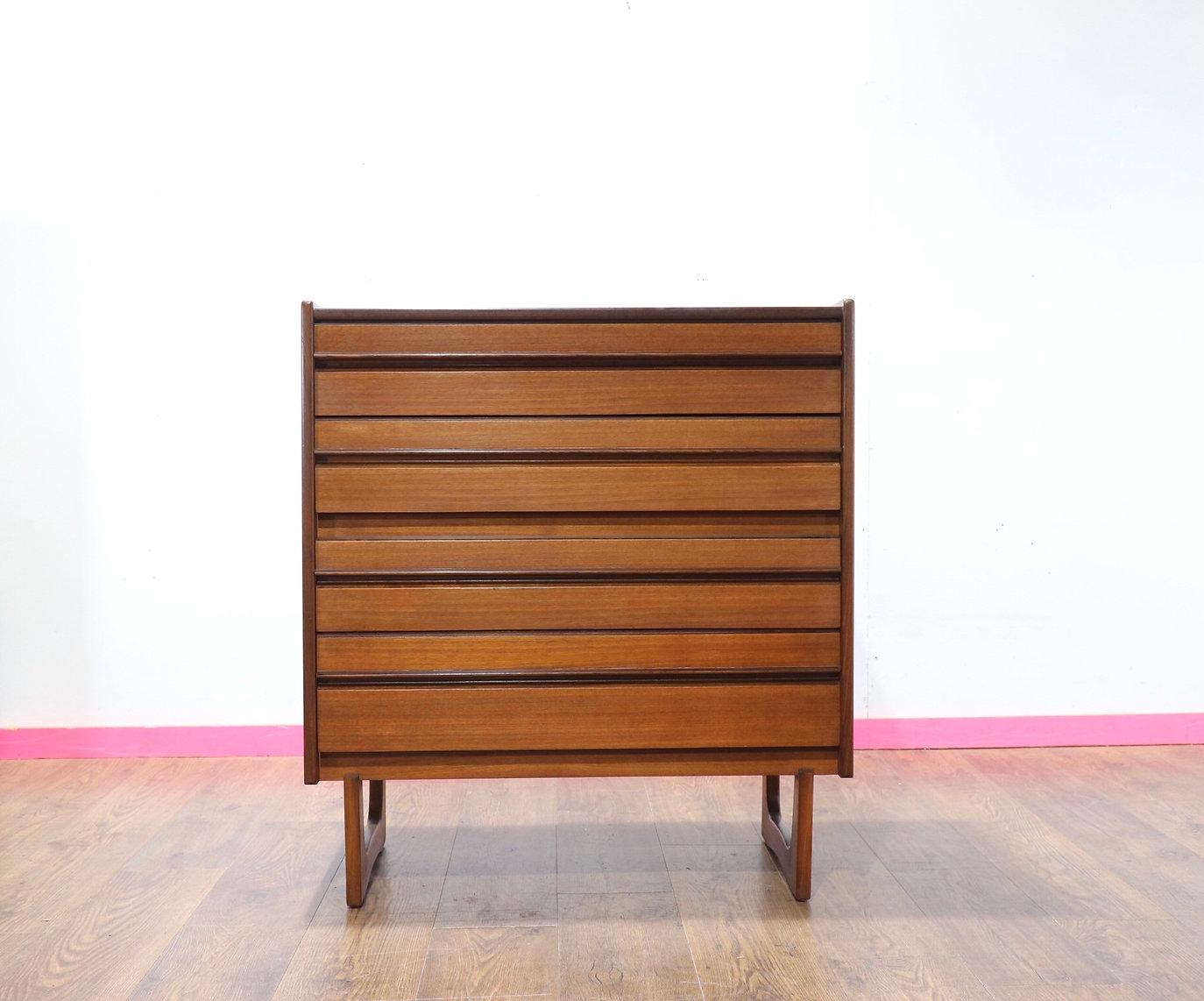 Mid Century Modern Vintage Teak Dresser Chest by William Lawrence Danish Style For Sale 1