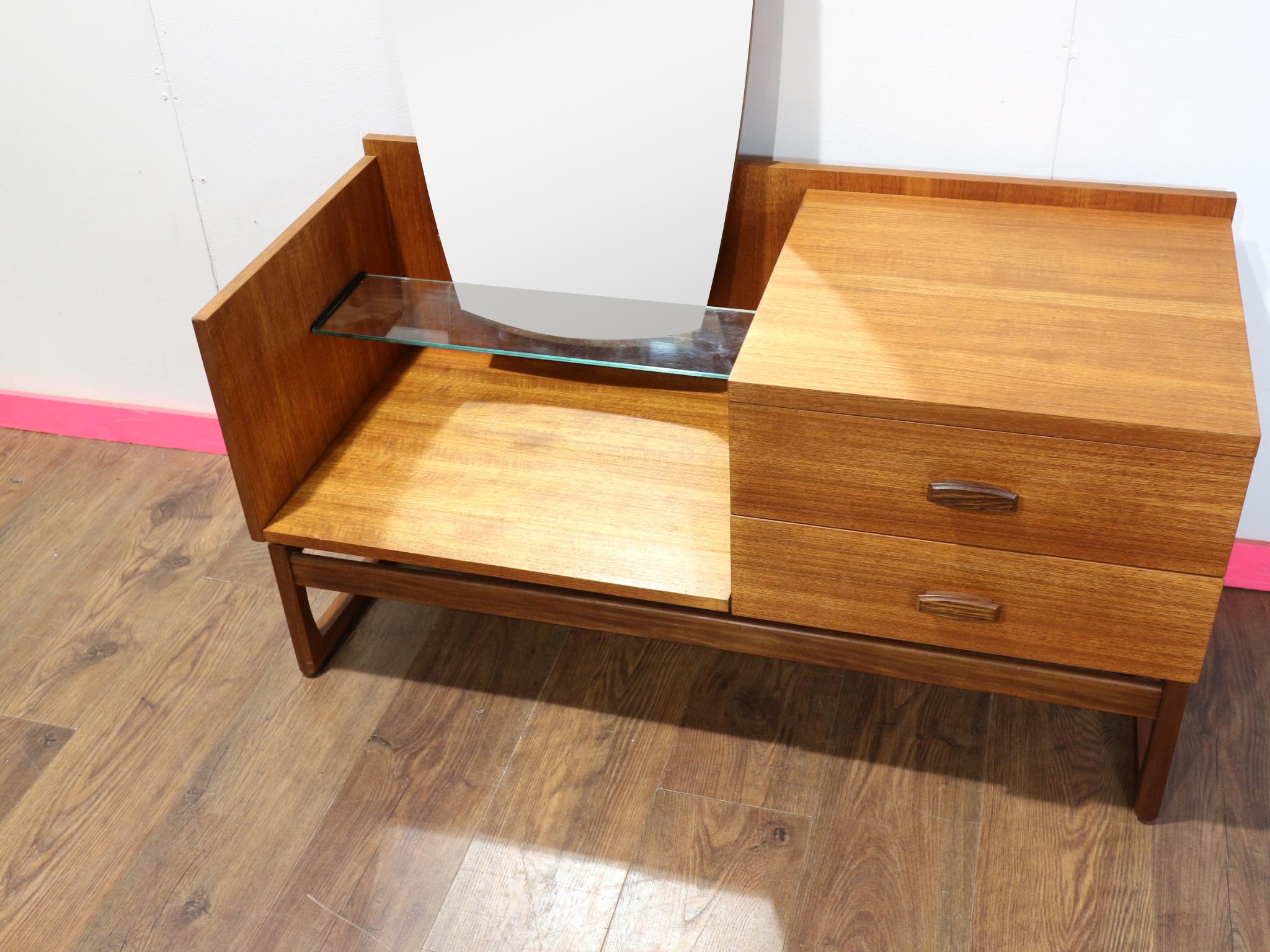 Mid Century Modern Vintage Teak Entranceway Vanity Table by G Plan Danish Style 7