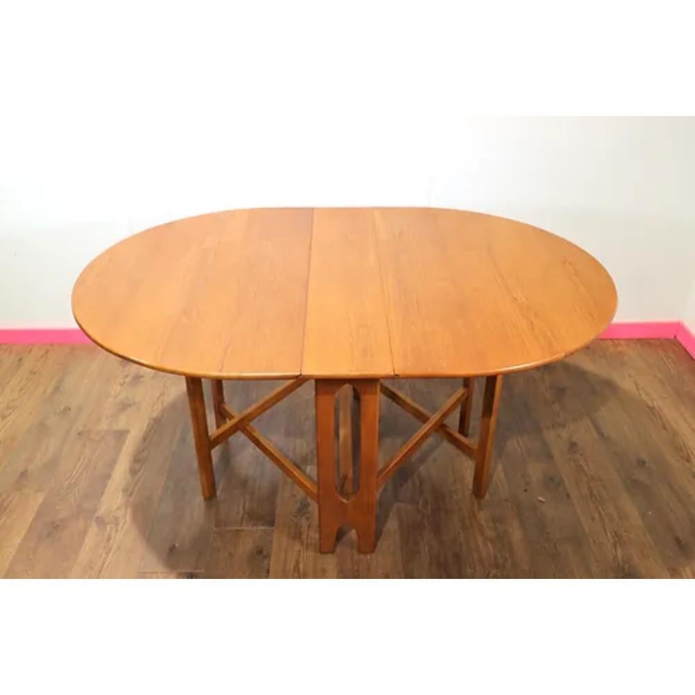Mid Century Modern Vintage Teak Folding Dining Table In Good Condition In Los Angeles, CA