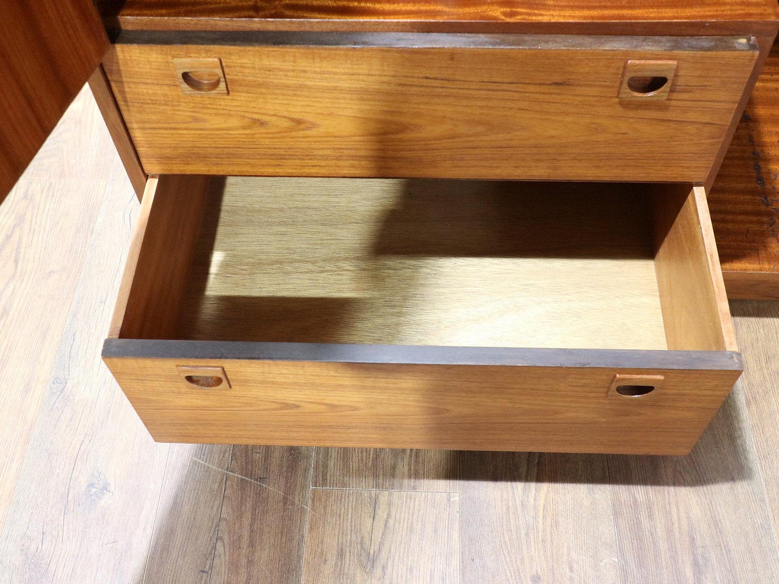 British Mid Century Modern Vintage Teak Gentlemens Armoire Wardrobe Danish Style