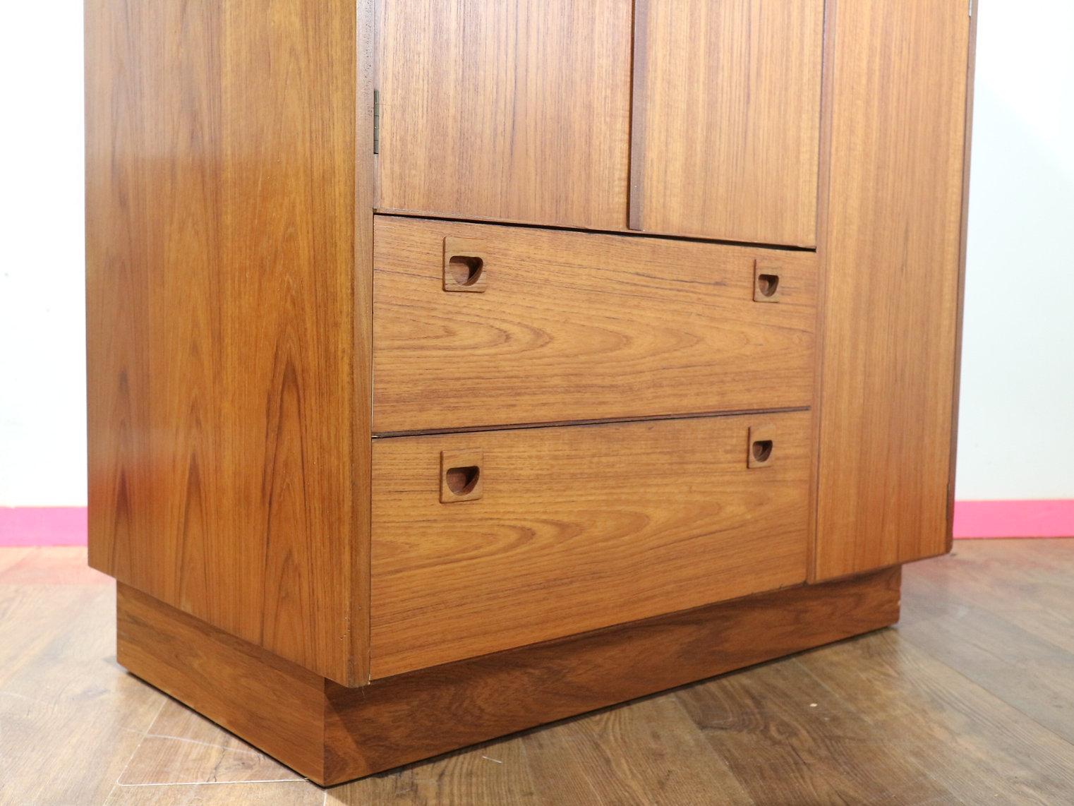 20th Century Mid Century Modern Vintage Teak Gentlemens Armoire Wardrobe Danish Style