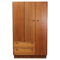 Mid Century Modern Vintage Teak Gentlemens Armoire Wardrobe Danish Style