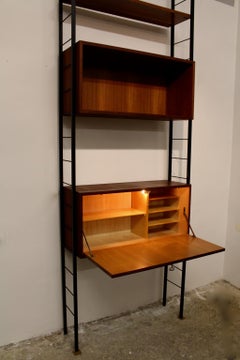 Mid-Century Modern Vintage Teak Ladder String Shelf with Elements, circa 1960