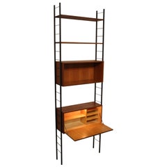 Mid-Century Modern Vintage Teak Ladder String Shelf with Elements, circa 1960