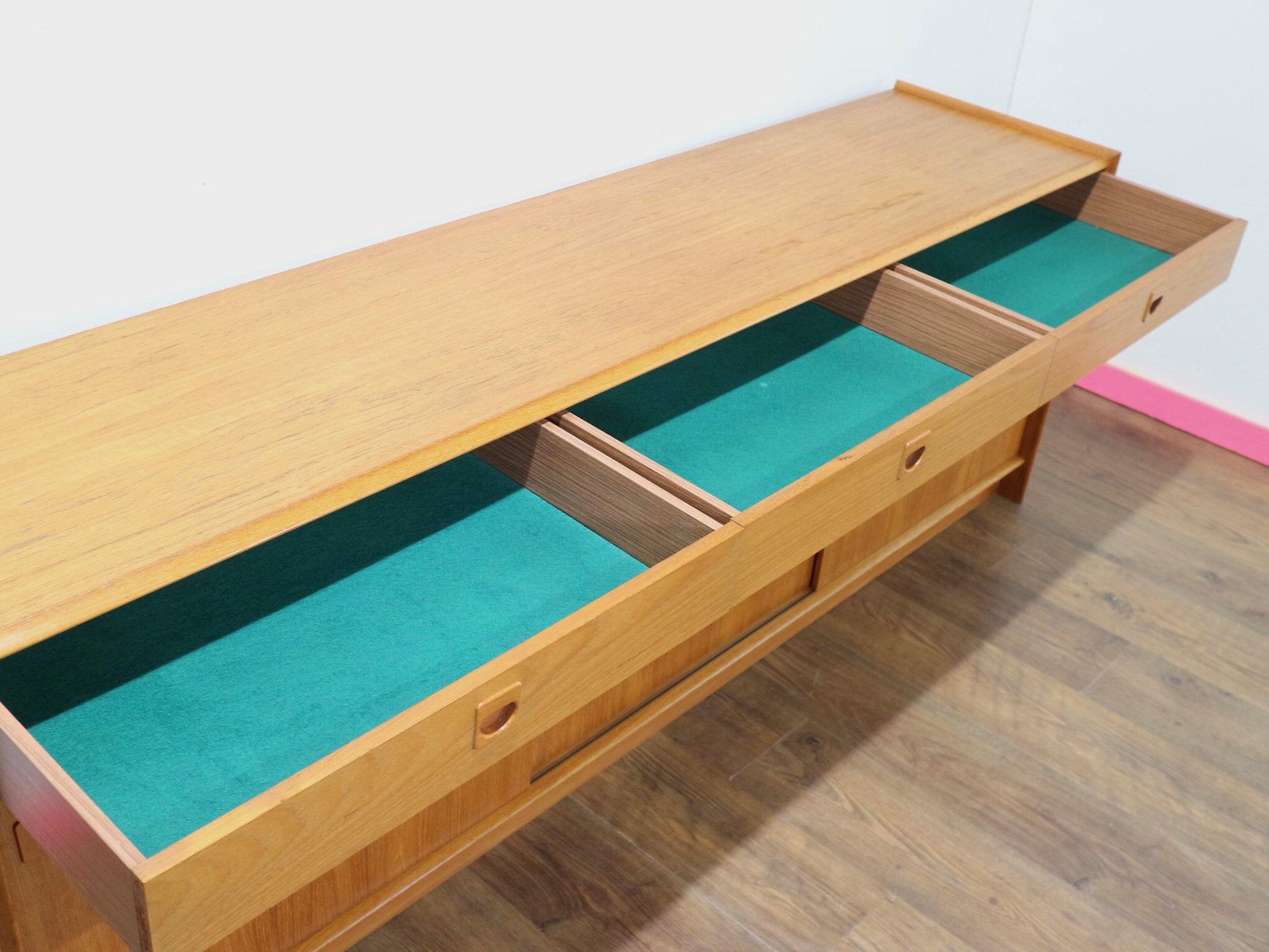 Mid Century Modern Vintage Teak Low Danish Sideboard Credenza For Sale 6