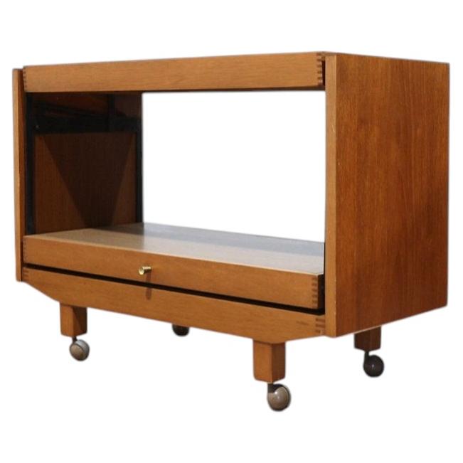 Mid Century Modern Vintage Teak Metamorphic Folding Coffee Dining Table Barcart For Sale