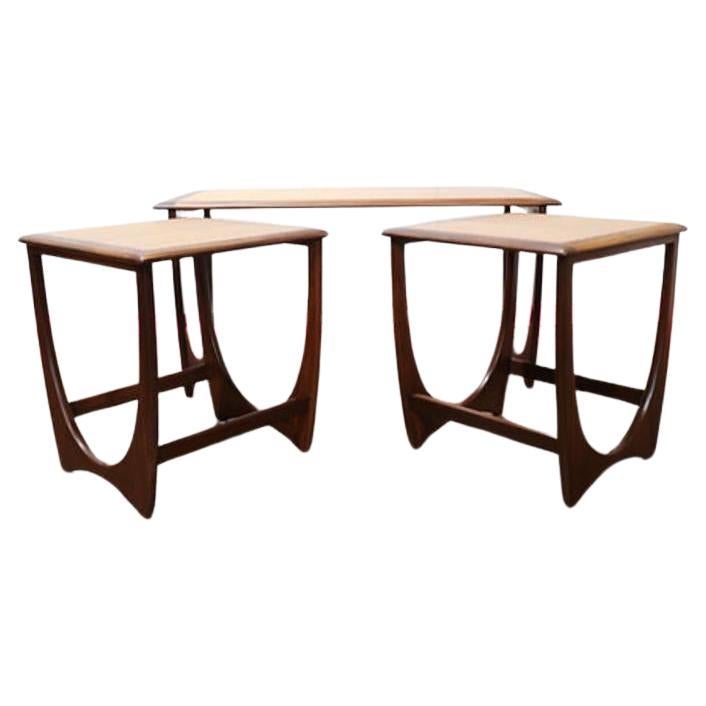 A beautiful set of nesting tables by British furniture maker G plan as part odf there astro range. Gorgeous grained tops and solid wood legs make these tables stand out from the crowd.