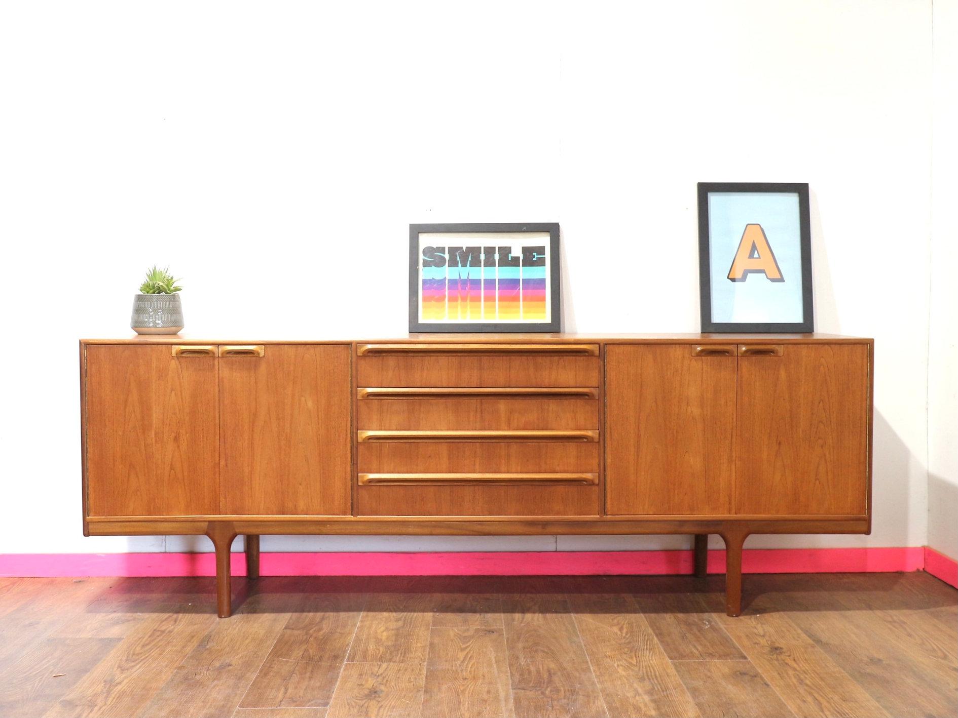 Mid Century Modern Vintage Teak Sideboard Credenza by Mcintosh Danish Style For Sale 8