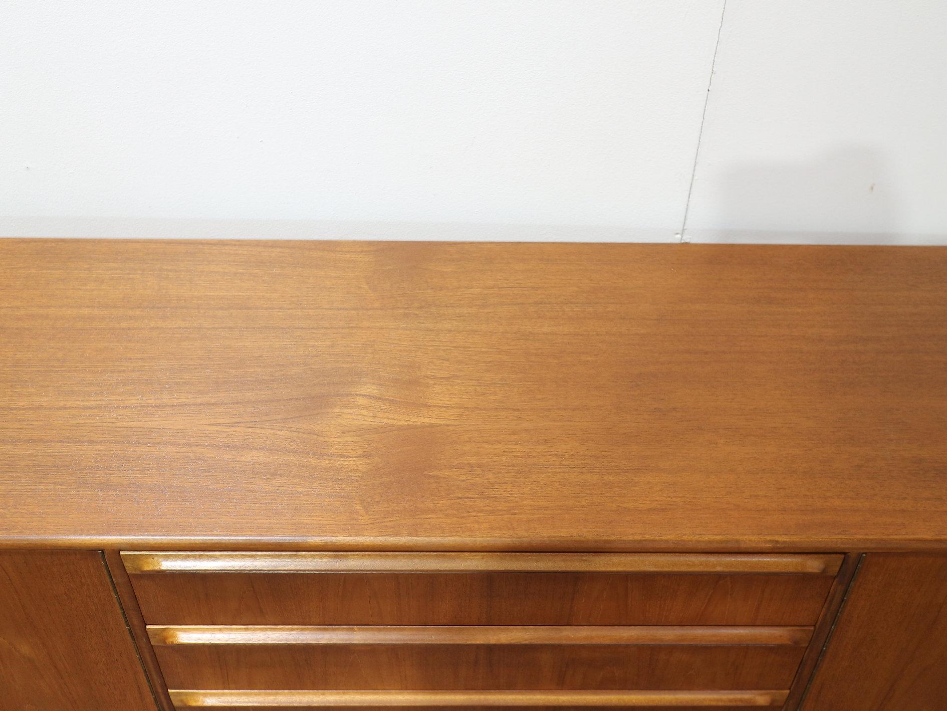 Mid Century Modern Vintage Teak Sideboard Credenza by Mcintosh Danish Style In Good Condition For Sale In Los Angeles, CA
