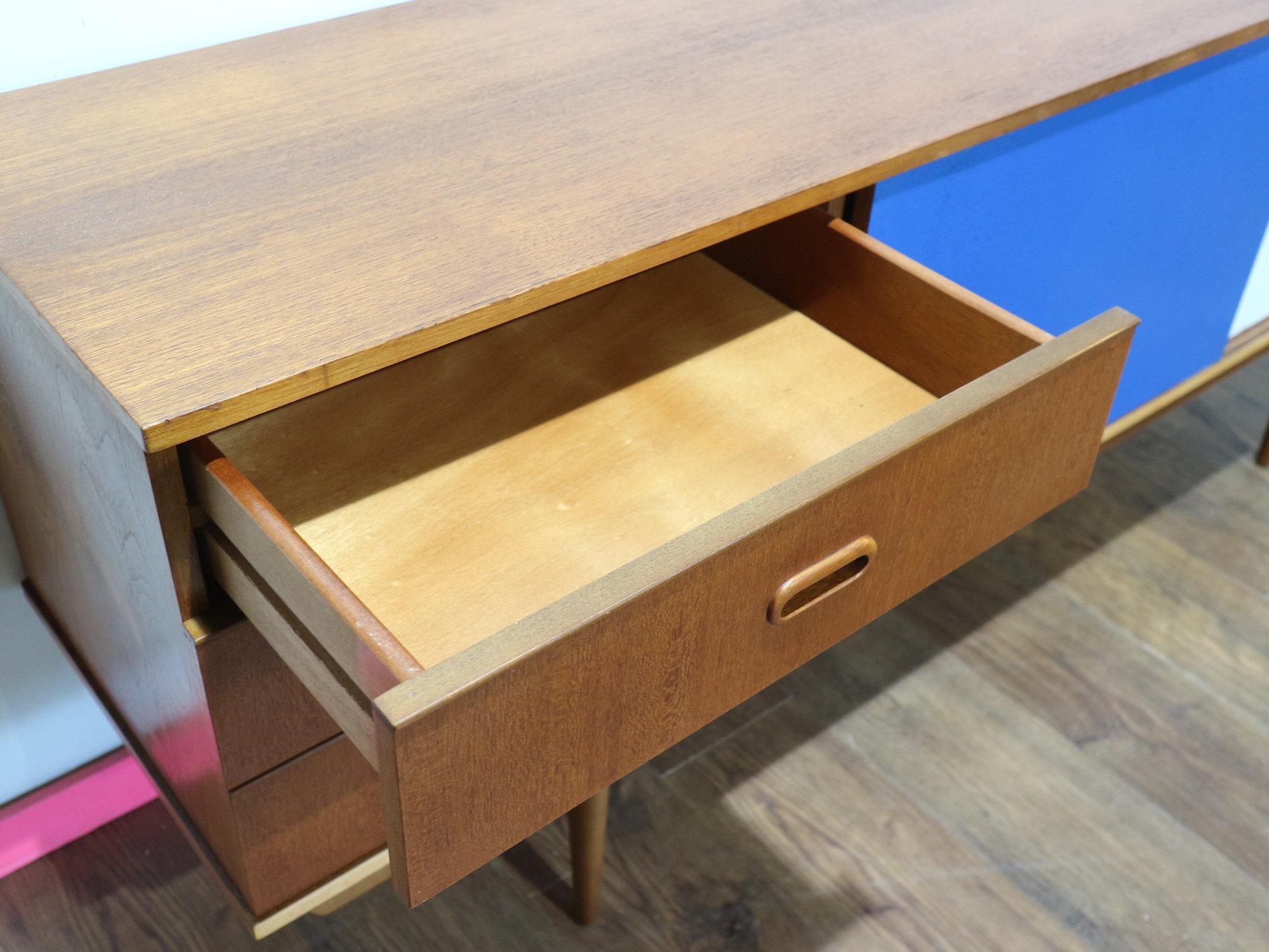 20th Century Mid Century Modern VIntage Teak Sideboard Credenza by Nathan Danish Style For Sale
