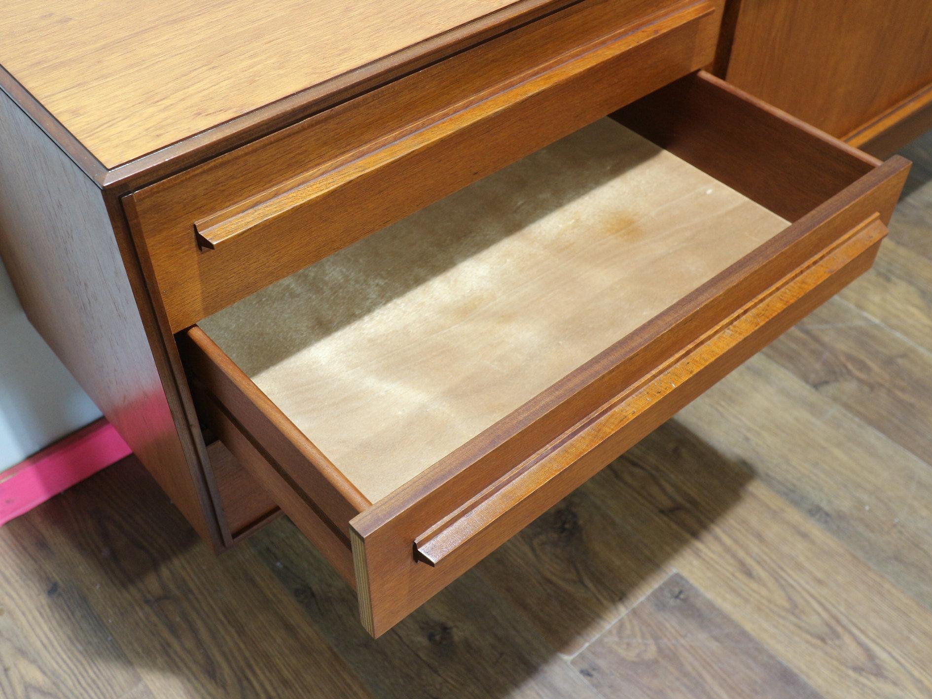 Mid Century Modern Vintage Teak Sideboard Credenza by White and Newton For Sale 1