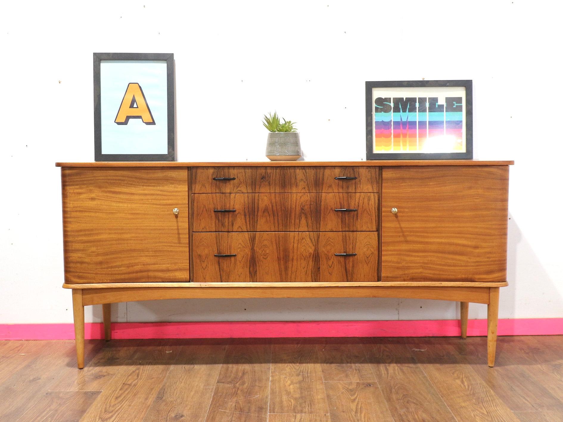 Mid Century Modern Vintage Teak Sideboard Credenza by Wrighton Danish Style For Sale 4