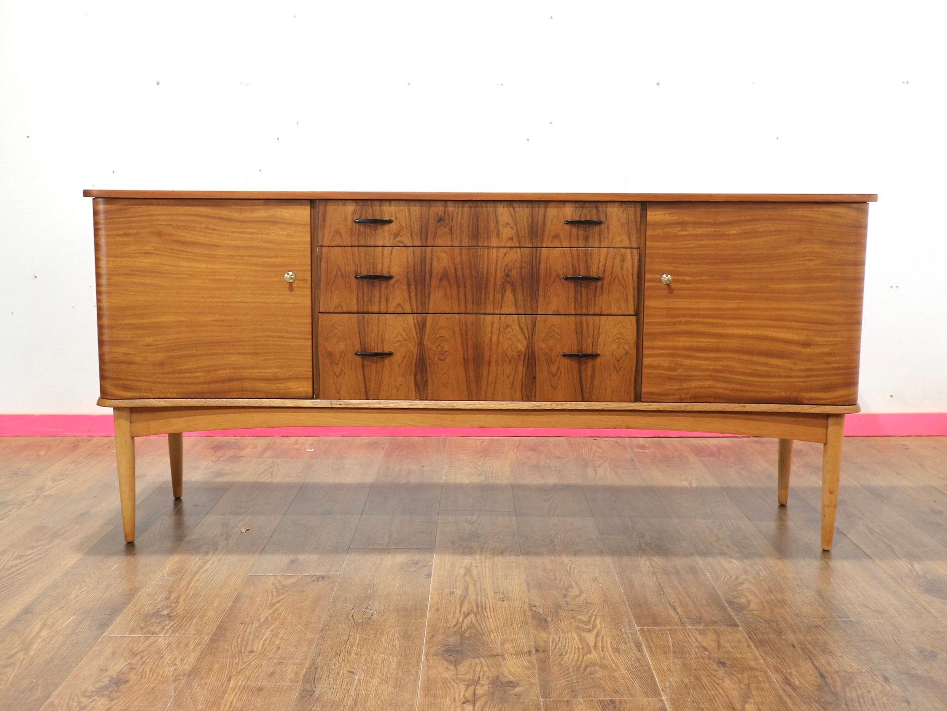 Mid Century Modern Vintage Teak Sideboard Credenza by Wrighton Danish Style For Sale 7
